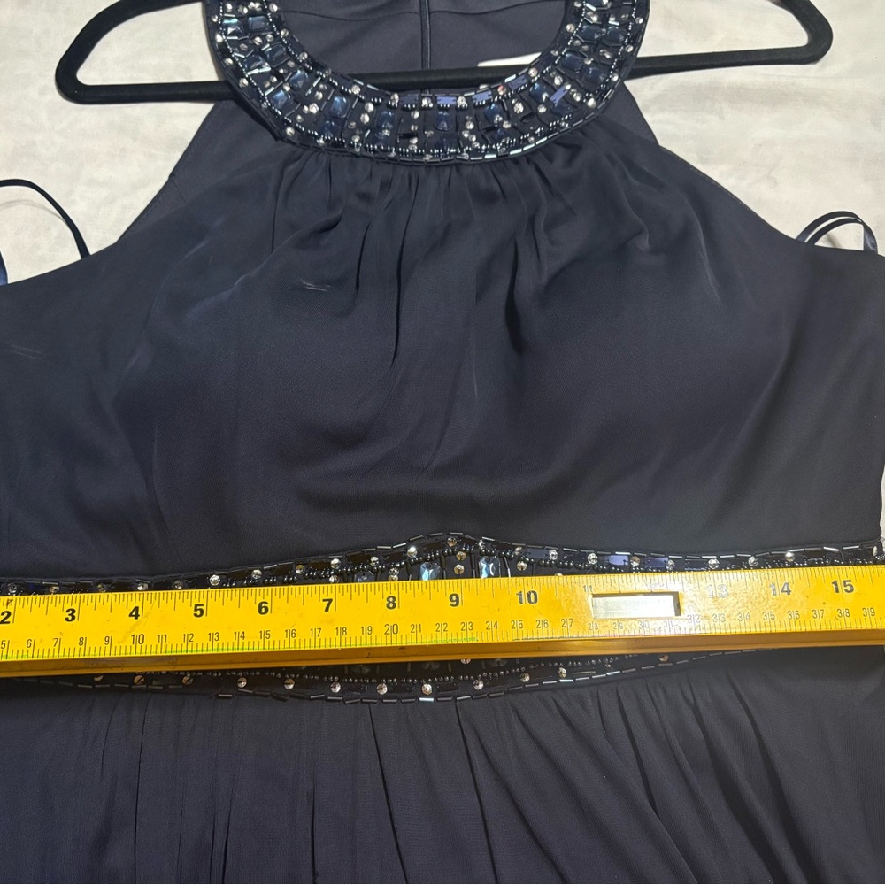 Elegant Navy Blue Beaded Dress - Picture 9 of 11